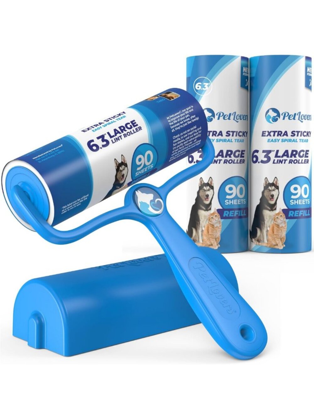 Extra Sticky Lint Roller for Pet Hair Removal - 270 Sheets, 3 Pack, Ideal for